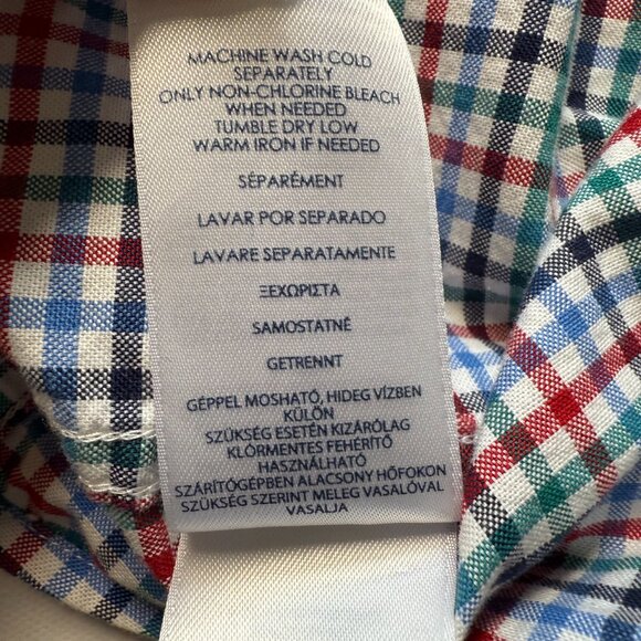 Chaps Long Sleeve Button Down Size M Logo Pocket Multicolored Check Plaid 2/$15 - Picture 10 of 14